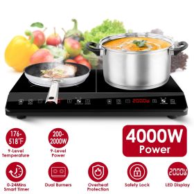 Double Induction Cooktop,  Portable Dual Countertop Burner with Sensor Touch, 4000W  Induction Cooktop 2 Burner