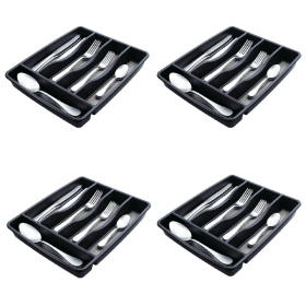 4 Pack Silverware Organizer, Small, Black