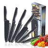 12-Piece Granite Kitchen Knife Set, High Carbon German Stainless Steel Knives Set with Blade Guards, Non-stick Coating, Ultra Sharp, Dishwasher Safe