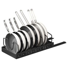 Pull Out Pots And Pans Organizer Under Cabinet With 8 Adjustable Dividers Rustproof Carbon Steel Sliding Pots Holder For Kitchen Cookware Bakeware Pot (Option: PotAndPanRackBlackGPCT5049)