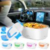 Electric Heating Lunch Box Food Heater Container Travel Thermal Bento Box Portable Food Warmer w/ 2 Removable Compartments 1 Free Spoon 1L