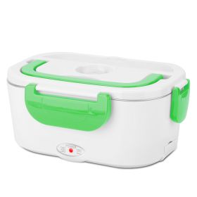 Electric Heating Lunch Box Food Heater Container Travel Thermal Bento Box Portable Food Warmer w/ 2 Removable Compartments 1 Free Spoon 1L (Option: FoodHeaterGreenGPCT2687)