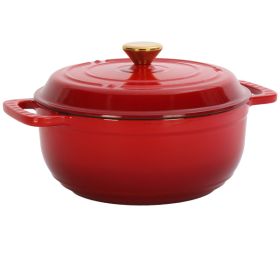 Cast iron 6QT cooking pot - Gradient red - Includes two silicone gloves - Enamel pot (default: default title)
