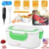 Electric Heating Lunch Box Food Heater Container Travel Thermal Bento Box Portable Food Warmer w/ 2 Removable Compartments 1 Free Spoon 1L