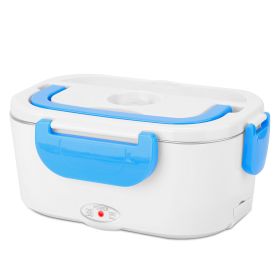 Electric Heating Lunch Box Food Heater Container Travel Thermal Bento Box Portable Food Warmer w/ 2 Removable Compartments 1 Free Spoon 1L (Option: FoodHeaterBlueGPCT2687)