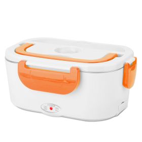 Electric Heating Lunch Box Food Heater Container Travel Thermal Bento Box Portable Food Warmer w/ 2 Removable Compartments 1 Free Spoon 1L (Option: FoodHeaterOrangeGPCT2687)