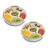 2Pcs Divided Serving Tray with Lid and Handle 360° Rotatable Snack Box Container with 6 Dividers Clear Portable Snack Platters for Fruit Candy Nut Sna